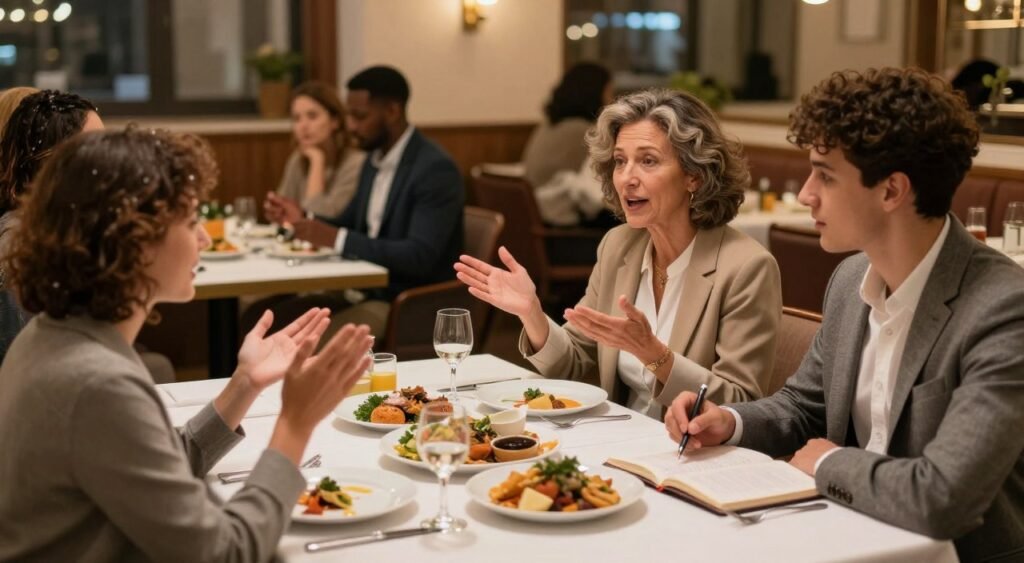practicing dining out vocabulary and restaurant etiquette